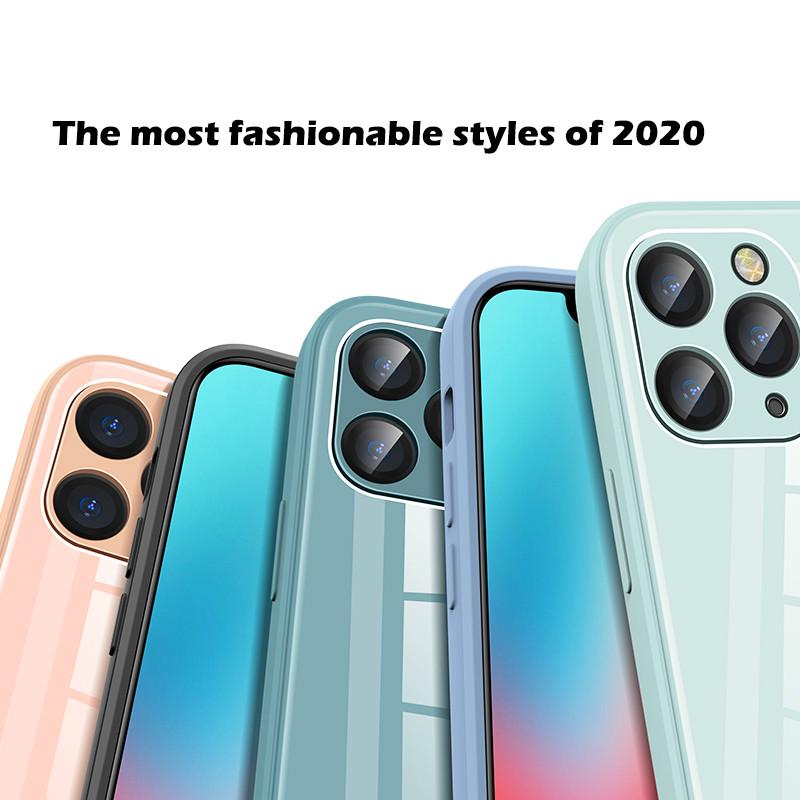 ốp điện thoại Kính Cường Lực Bằng Silicone Tpu Mềm Hình Vuông Sang Trọng Cho Iphone 12 11 Pro Max X Xs Max Xr 8 7 Plus