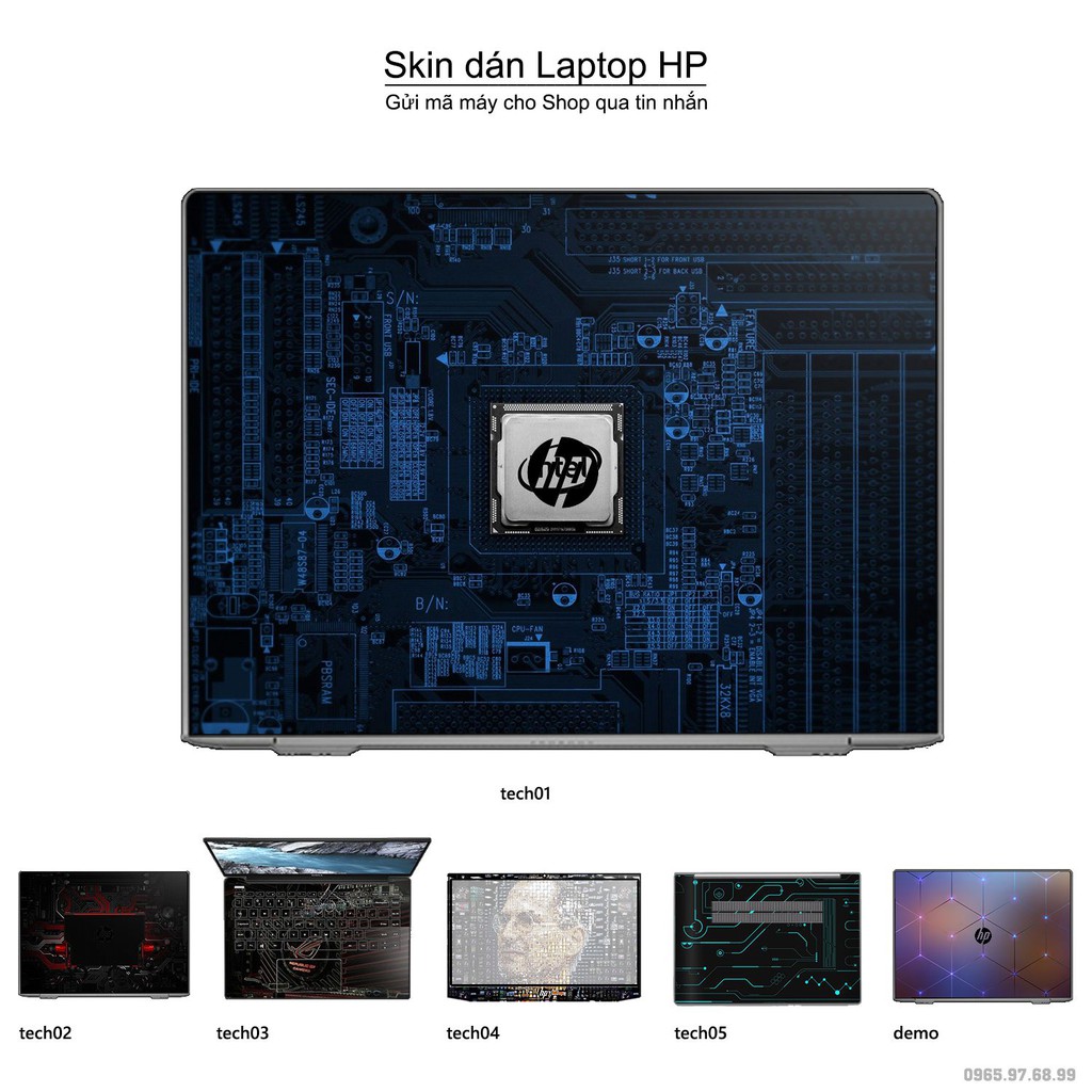 Skin dán Laptop HP in hình Công nghệ (inbox mã máy cho Shop)