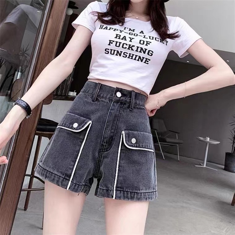 Quần Short Denim Lưng Cao Ống Rộng Thời Trang Mùa Hè Dành Cho Nữ