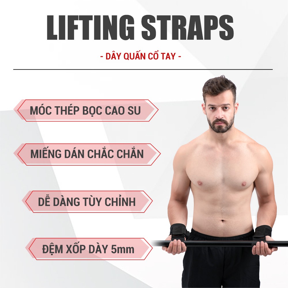 Dây quấn cổ tay có móc nâng tạ [GIÁ SỐC]