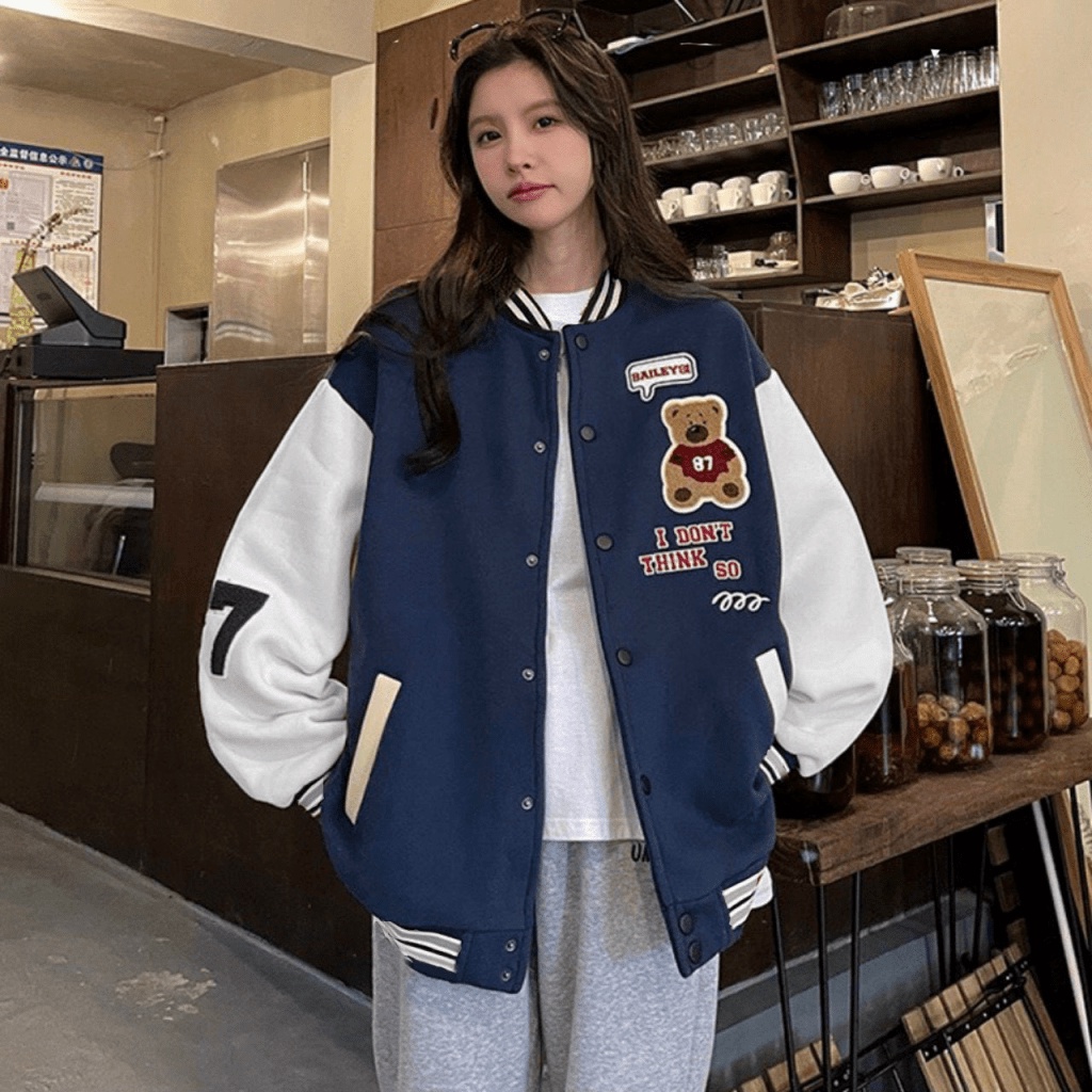 (FREE SHIP) ÁO KHOÁC BOMBER NỮ HỌA TIẾT GẤU 87 XINH XINH SIÊU CUTE ĐẸP TINH TẾ TK 2022