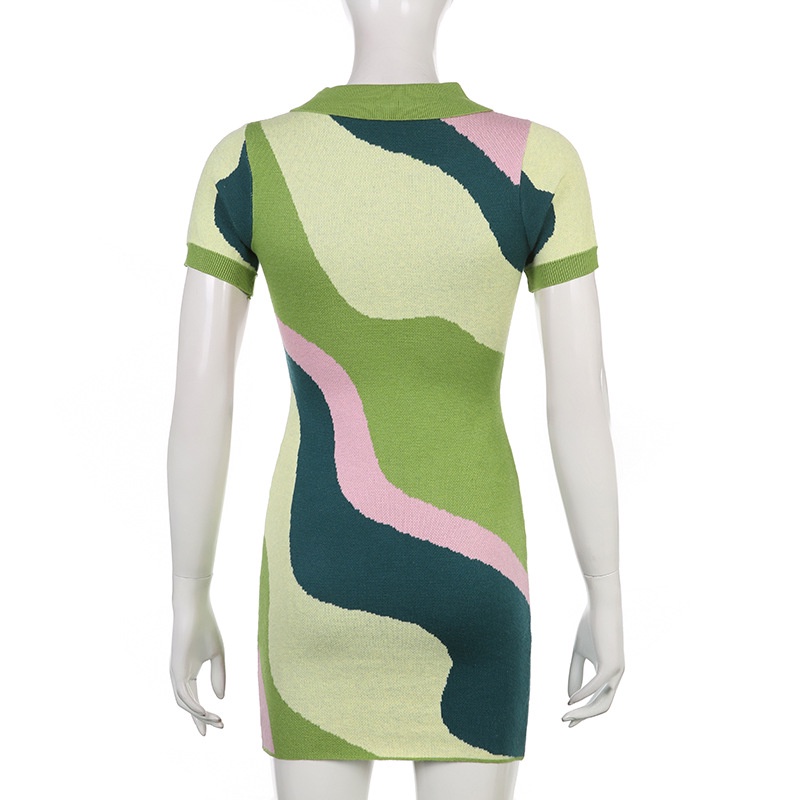 Đầm Dệt Kim Cổ Polo Phối Màu Thời Trang Cho Nữ