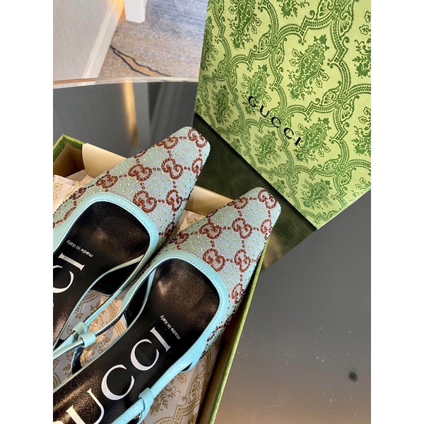 Giày cao gót mũi vuông dài quai hậu thương hiệu Gucci GC cao cấp mẫu 2022