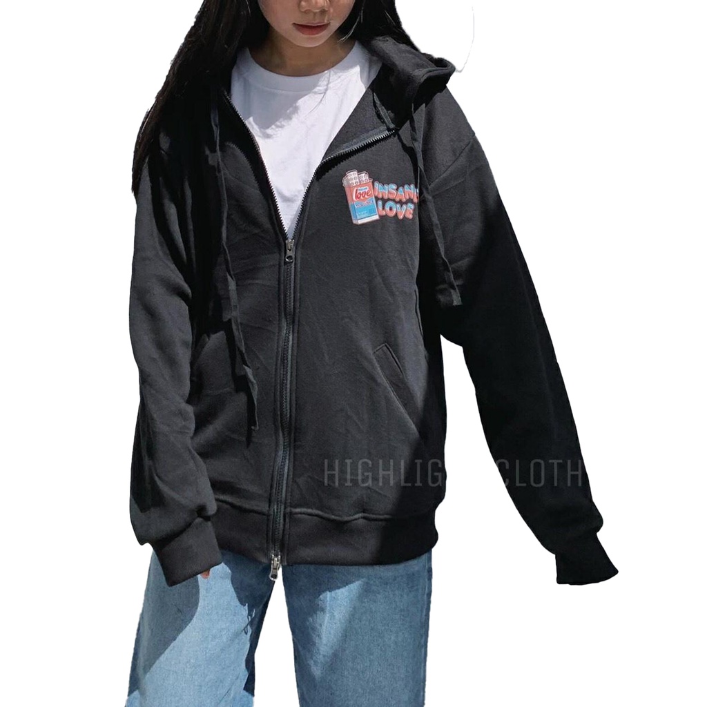 Áo khoác hoodie nữ form rộng có dây kéo 4YOUNG LOVE