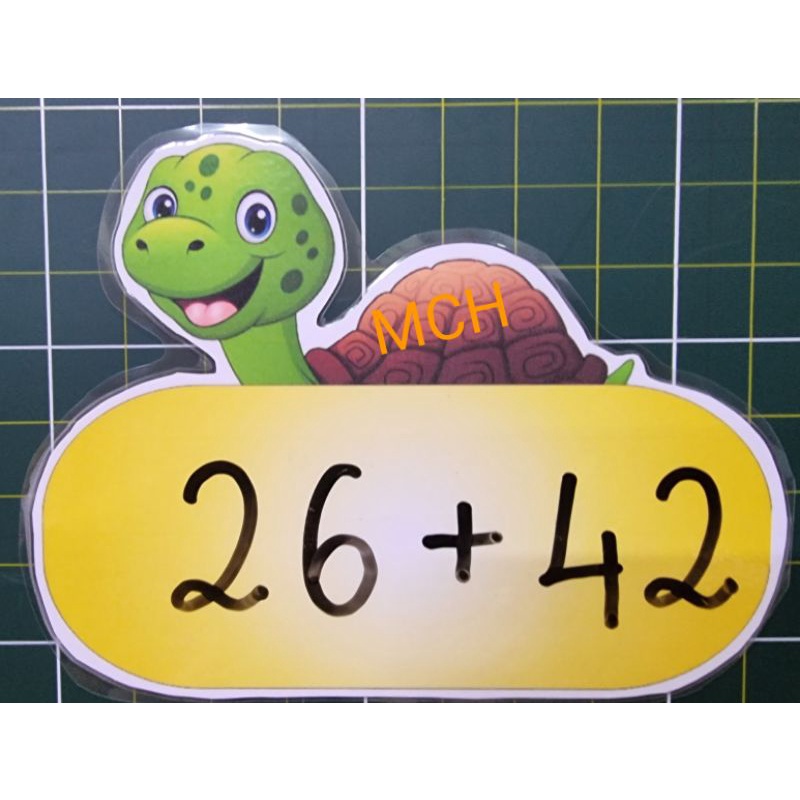 Sét bộ 10 hình Cỡ A5 - Tìm đúng toa Tàu cho chú Rùa hoặc các bạn nhỏ - In màu + Ép + Nam châ lá