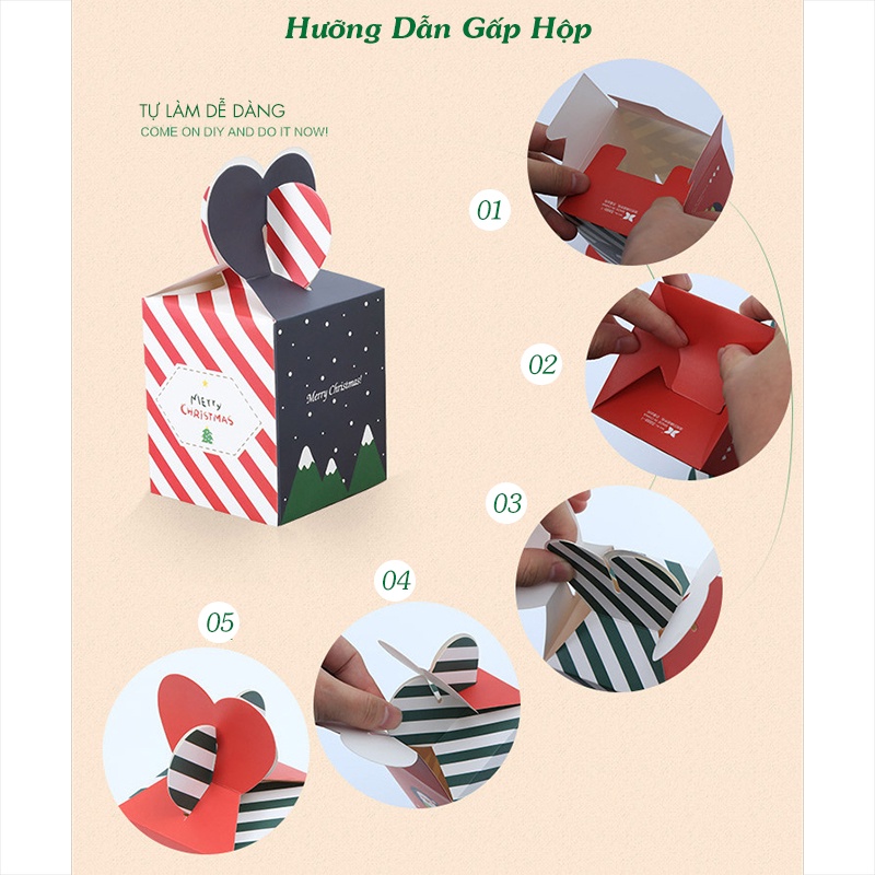 Hộp quà noel giấy trang trí quà noel cho bé mẫu tự chọn DOITNOW hộp quà tặng giáng sinh