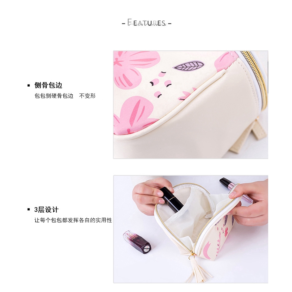 PU waterproof travel cosmetic bag with lovely print