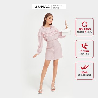 Chân váy nữ gấm nẹp giả GUMAC đủ màu, đồ công sở thanh lịch VB408