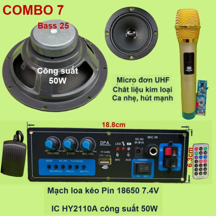 Mạch loa kéo 2.5 tấc dùng pin 18650 7.4V công suất 50W IC HY8110A