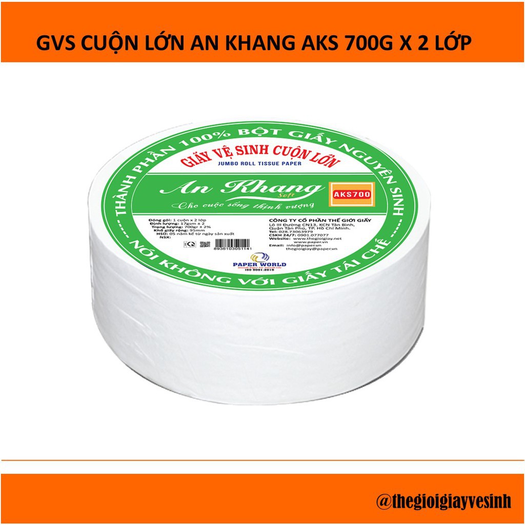 [Siêu Tiết Kiệm] Giấy Vệ Sinh Cuộn Lớn AN KHANG AKS700 700Gr