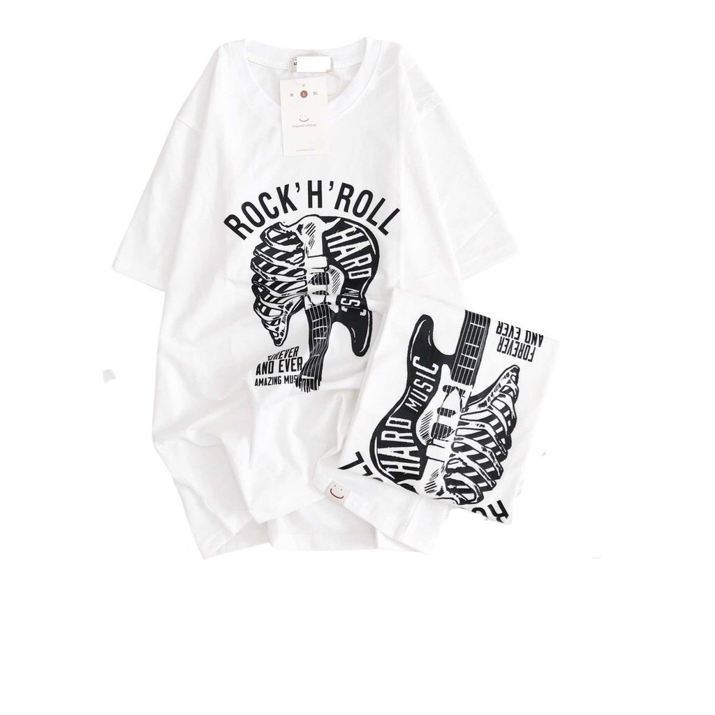 áo thun cotton dày mịn phong rộng tay lỡ-áo thun unisex cho cả nam và nữ(mẫu cây đàn)