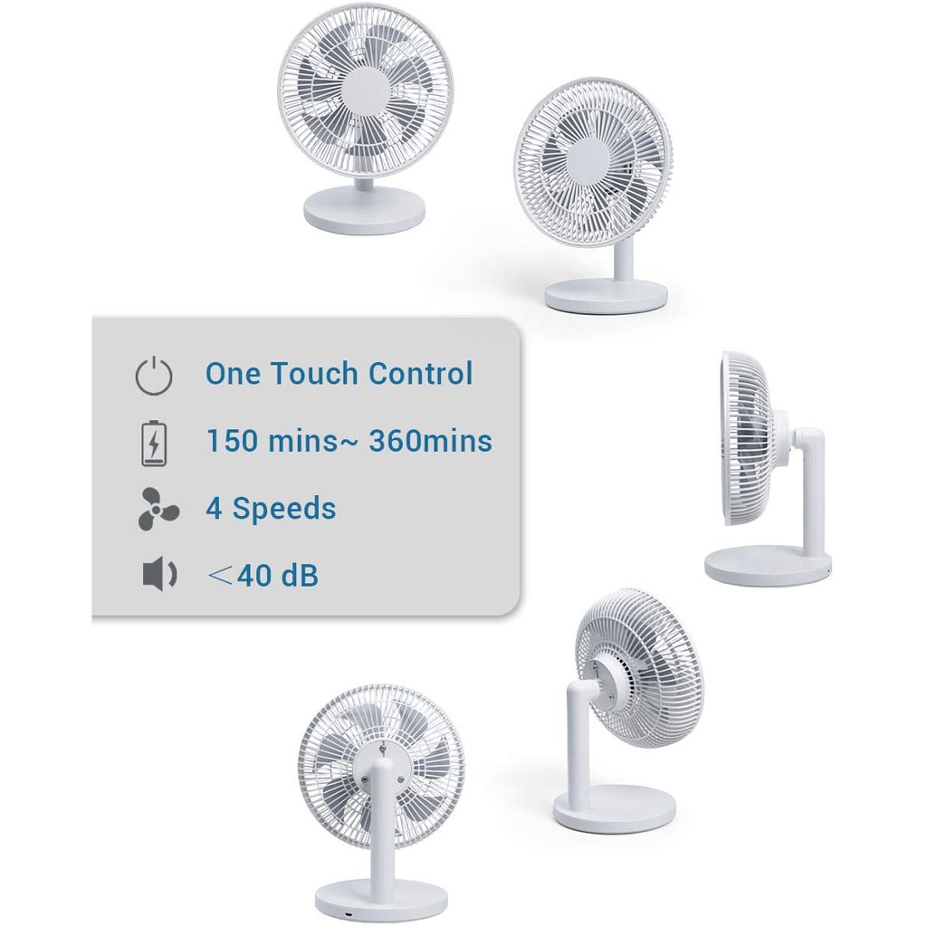 Quạt để bàn có thể điều chỉnh sạc USB 4 tốc độ 1800mAh phù hợp với gia đình/ văn phòng/ du lịch | BigBuy360 - bigbuy360.vn