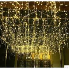 Dây Đèn LED chớp Rèm Ngang 8m Thả 6 tấc 40 sợi,Dây LED màn thả, đèn trang trí noel- Màu vàng,