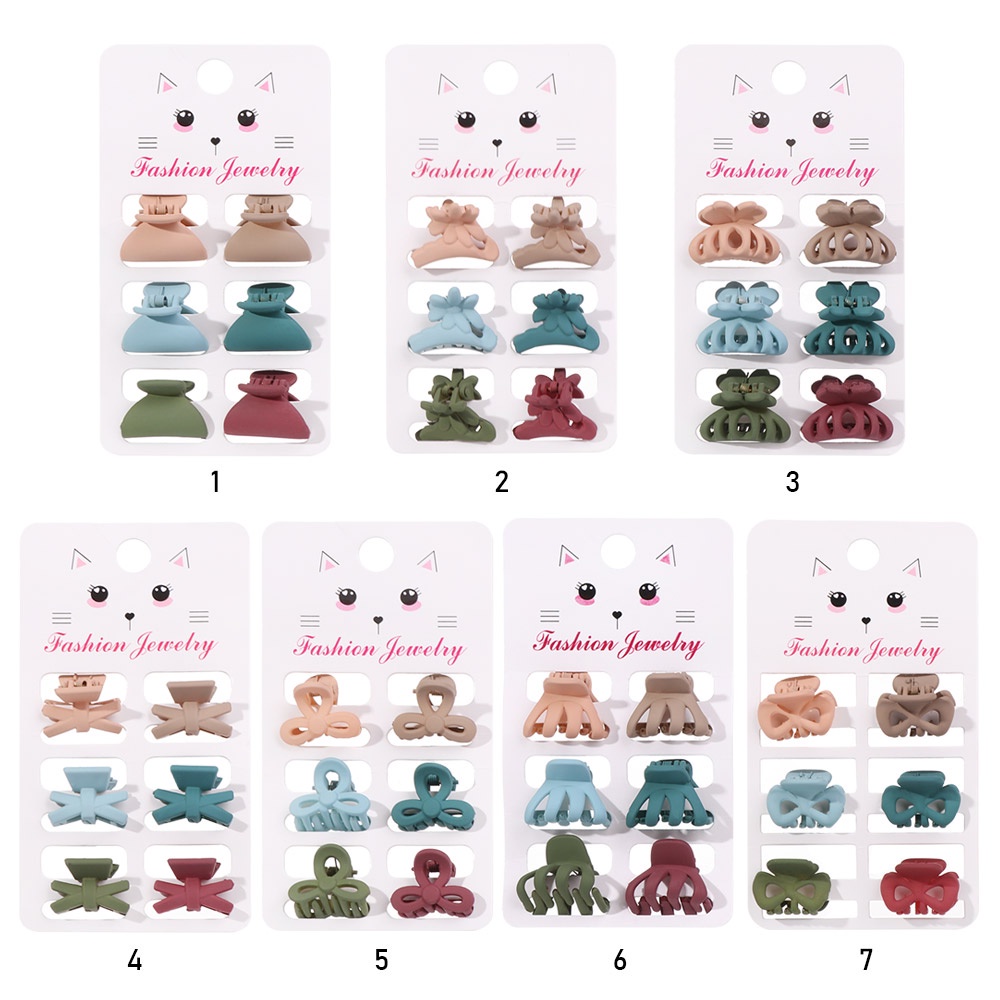 Set 6 kẹp tóc hình nơ/kiểu dáng khác bằng nhựa dễ thương cho nữ