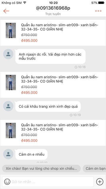 Quần âu nam ARISTINO co giãn nhẹ - slim-atr009s7- xanh biển còn 35