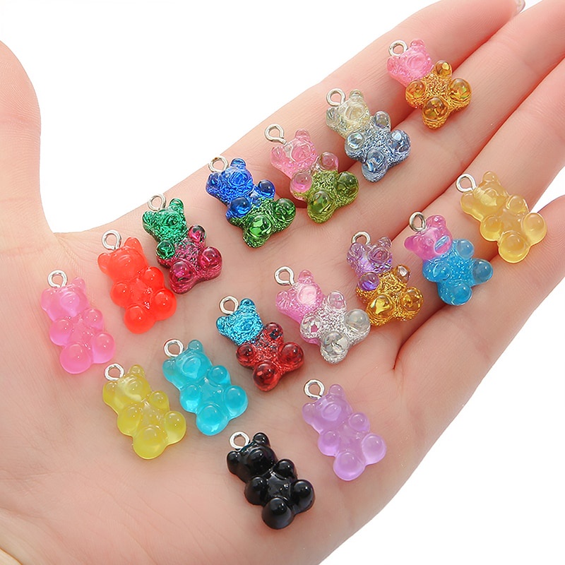 Phụ kiện BEADIA hình gấu Gummy bằng nhựa resin nhiều màu dễ thương dùng làm đồ trang sức/ dây chuyền/ móc khóa diy