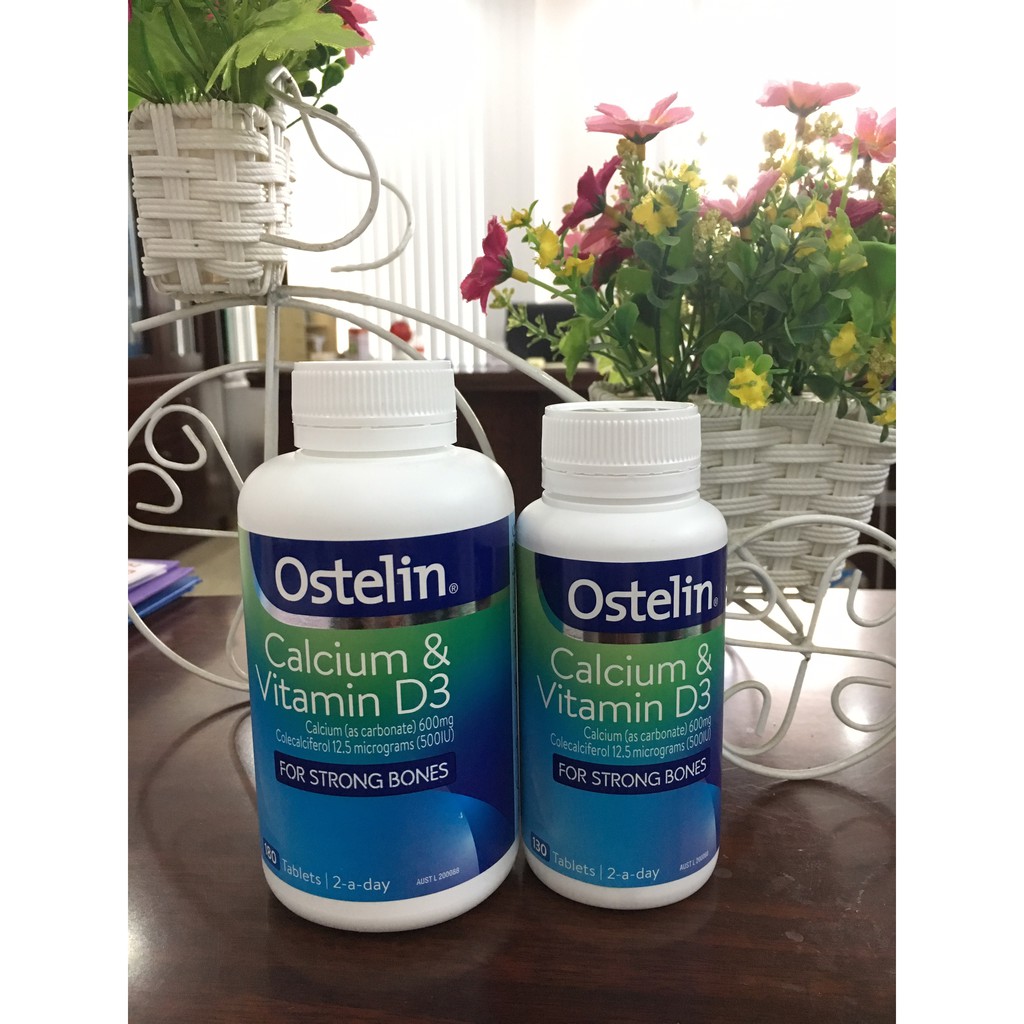 [Mẫu mới nhất] Viên Uống Canxi Cho Bà Bầu Ostelin Calcium & Vitamin D3  130 - 180 Viên