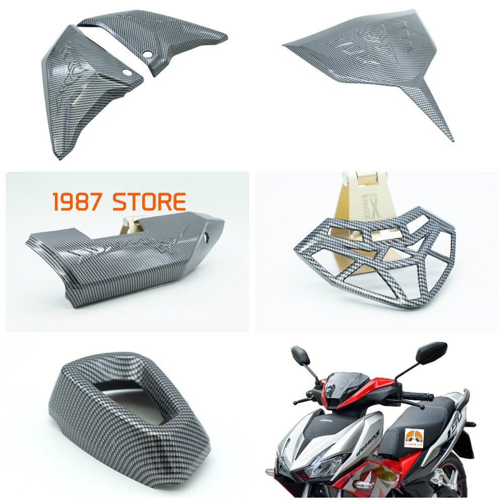 [CHÍNH HÃNG] Combo 5 Món Ốp Nhựa Xi Inox/Carbon Dành Cho Honda Winner X