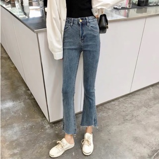 [ SẴN sz S ] QUẦN JEAN ỐNG LOE CẮT GẤU_Hình thật_có big size