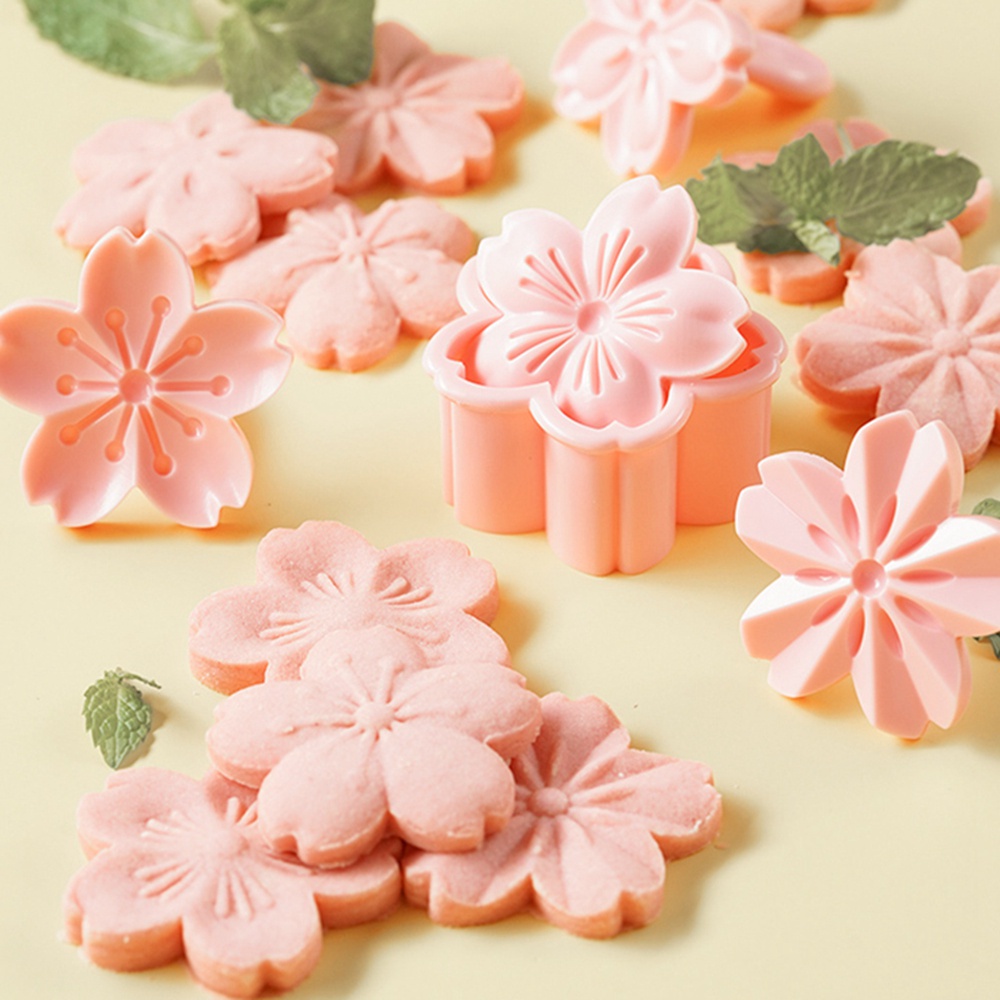 Set 5 Khuôn Cắt Bánh Quy Hình Hoa Anh Đào / Mặt Trăng / Hoa Anh Đào Nhiều Màu Sắc