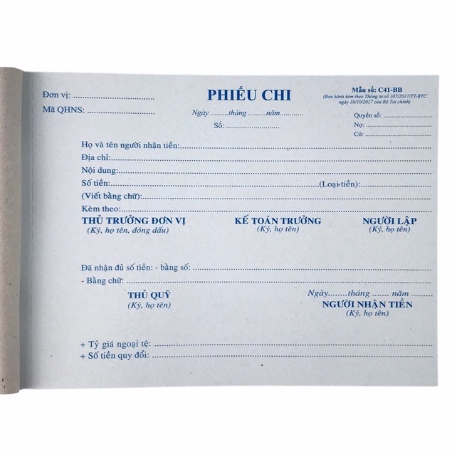Phiếu chi 1 liên / Phiếu thu 1 liên A5 50 tờ