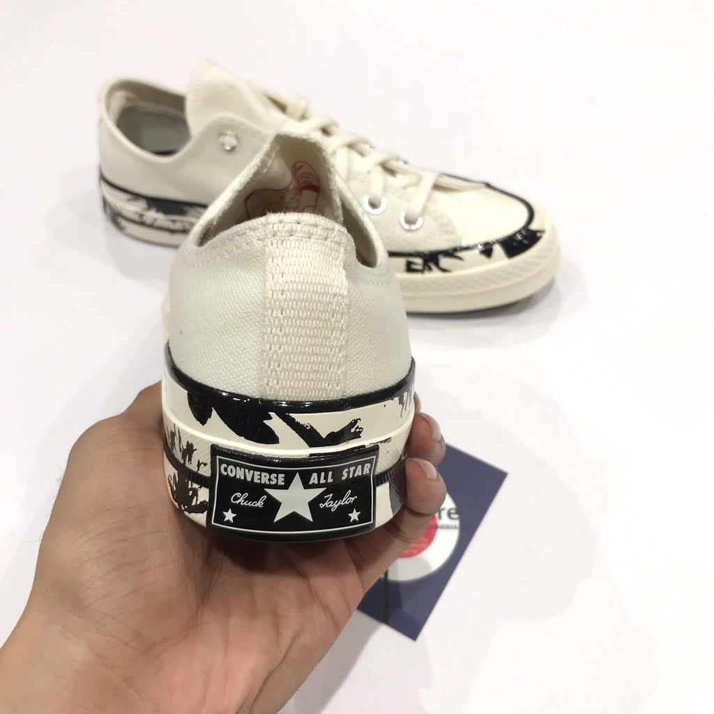 Giày Converse trắng cổ thấp hoạ tiết hoa lá chính hãng