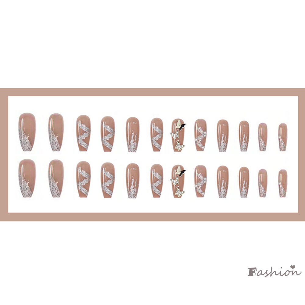 Miếng Dán Móng Tay Dài Hình Bướm Màu Vàng Kim Có Thể Đeo Lại Phong Cách Sa Mạc Tinh Khiết