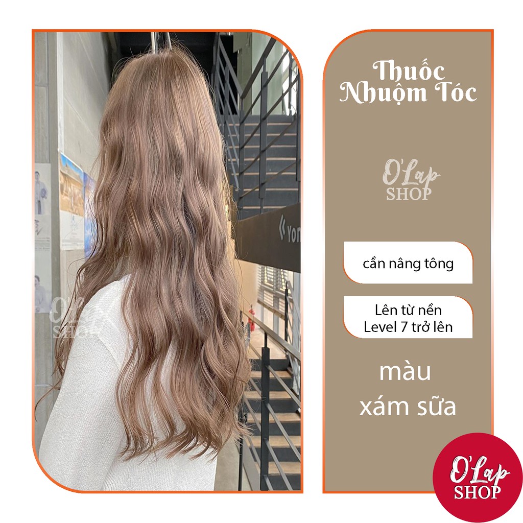 Thuốc nhuộm tóc xám sữa không cần tây tại nhà giá rẻ chính hãng OLAP OL44