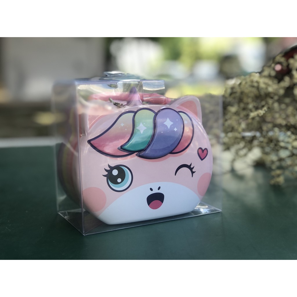 Hộp Tiết Kiệm UNICORN nổi ngựa pony 1 sừng Có Khóa - Két Sắt Mini Kích Thước 15x13x9cm