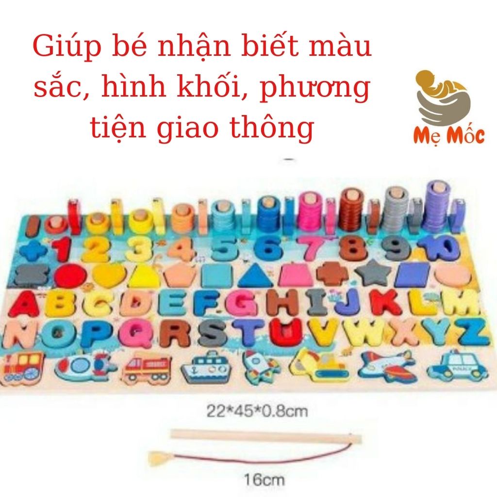 Bảng Câu Cá Gỗ Thông Minh 6in1- Bảng Đa Năng Giúp Bé Vui Chơi Sáng Tạo Shop Mẹ Mốc ,CG7