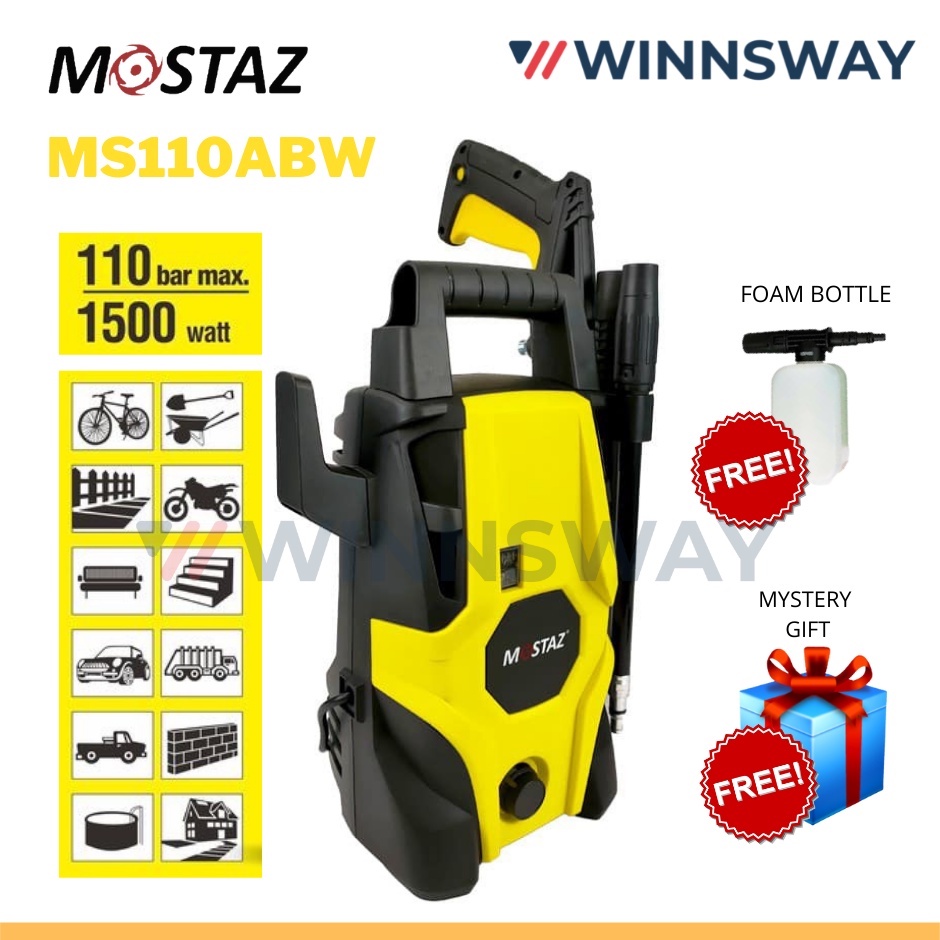 MOSTAZ MS110ABW Waterjet High Pressure Cleaner Water Jet Jek Jack Sprayer Machine Mesin Cuci Kereta Car Washer 15