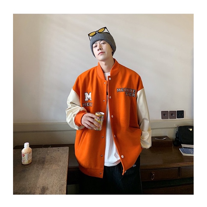VARSIRY JACKET BOMBER MEIN THER LOOK - Bomber Nỉ Cam chữ M siêu hot