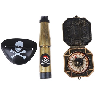 Set 3 món đồ chơi cướp biển hóa trang Halloween Cosplay Hải Tặc Ống Nhòm La Bàn Bịt Mắt Đầu Lâu Xương Chéo Cute 000730