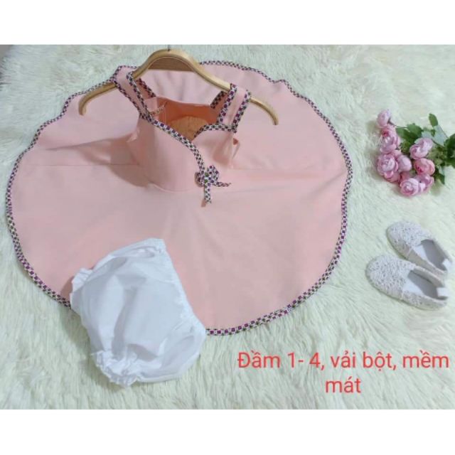 Váy 2 dây bánh bèo cho bé