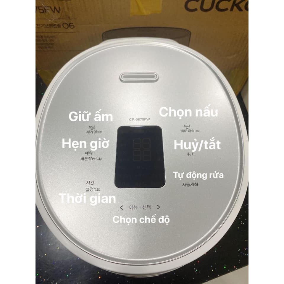 Nồi Cơm Điện Tử Cuckoo CR - 0675FW, Nồi Cơm Điện Cuckoo 1.0L Bản Hàn