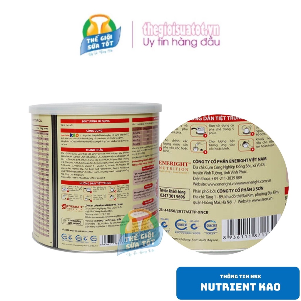 Combo 6 lon Sữa Nutrient Kao 700g