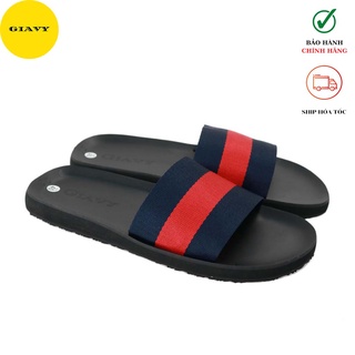 Dép nam quai ngang, vải bố phối sọc trơn đơn giản dtl488 - giavy