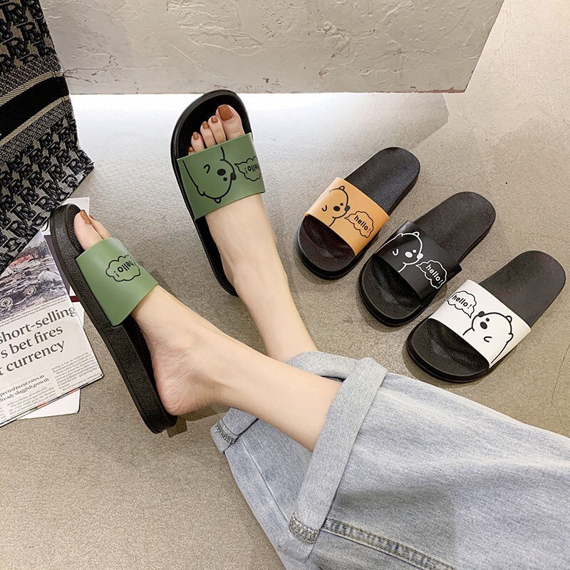 Dép sandal in hình gấu đáng yêu chống trơn trượt thời trang Hàn Quốc nữ tính