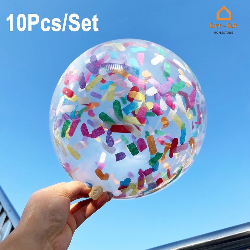 Set 10 Bong Bóng Cao Su Latex Trong Suốt Nhiều Màu Trang Trí Tiệc