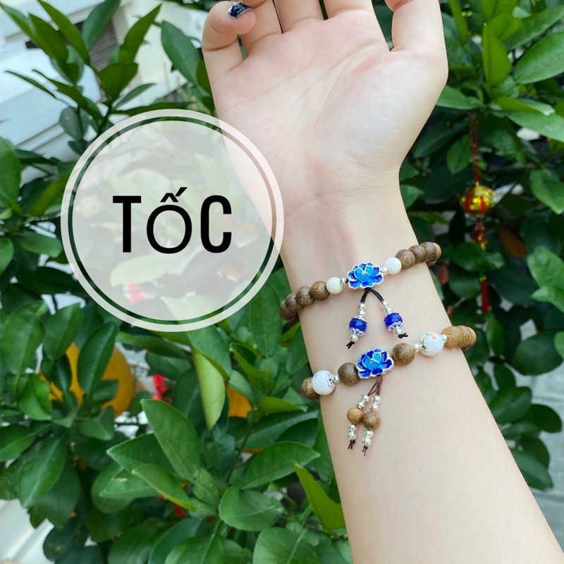 Vòng Tay Trầm Hương mix Charm Sen Bạc - Tốc &amp; Sánh