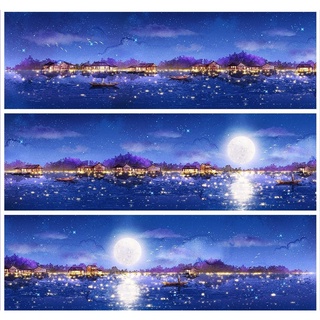 Đoạn chiết hình dán washi tape cảnh sông đêm
