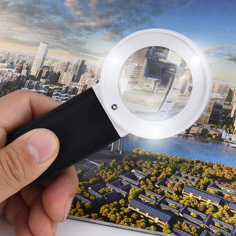 Kính Lúp Cầm Tay Bỏ Túi Có 4 Đèn LED