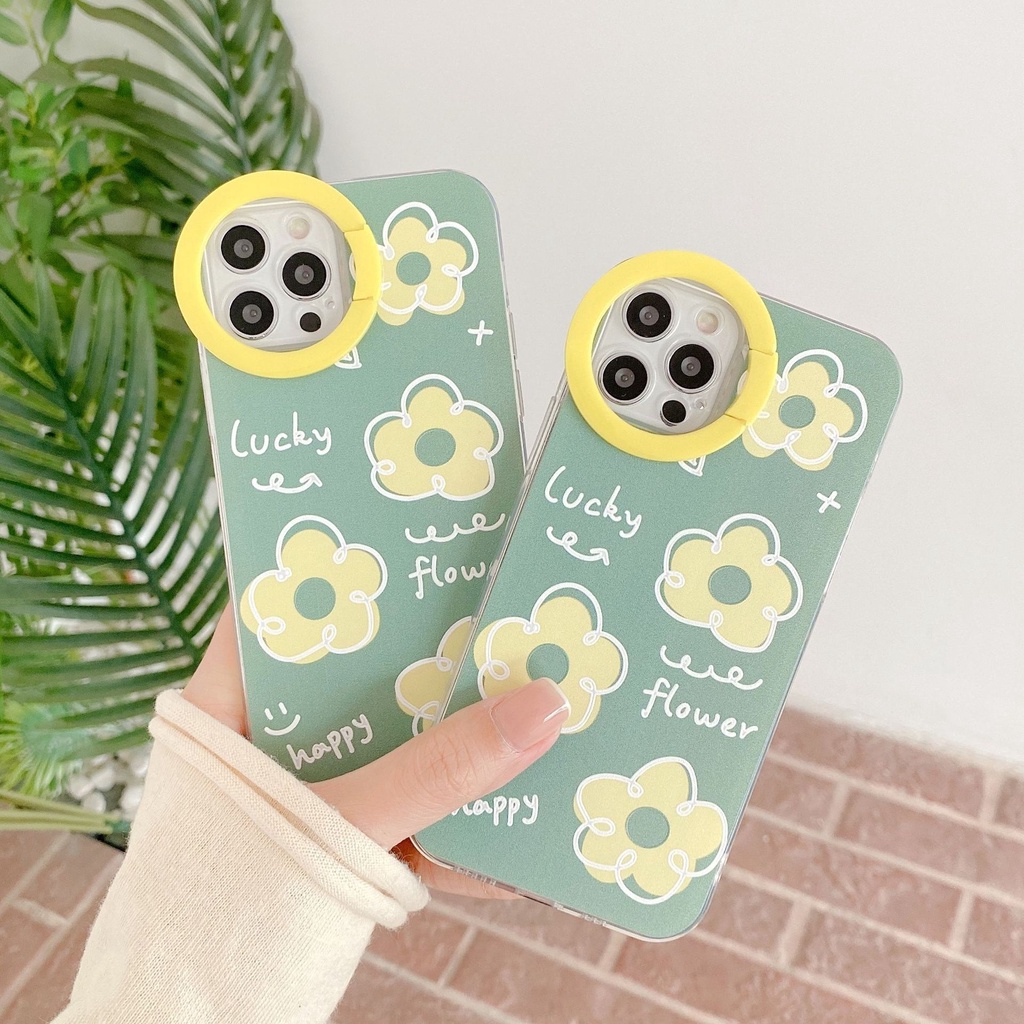 Ốp lưng iphone cạnh vuông trong kèm iring camera hoa lucky 7plus/8/8plus/x/xs/11/12/pro/max/plus/promax DT10