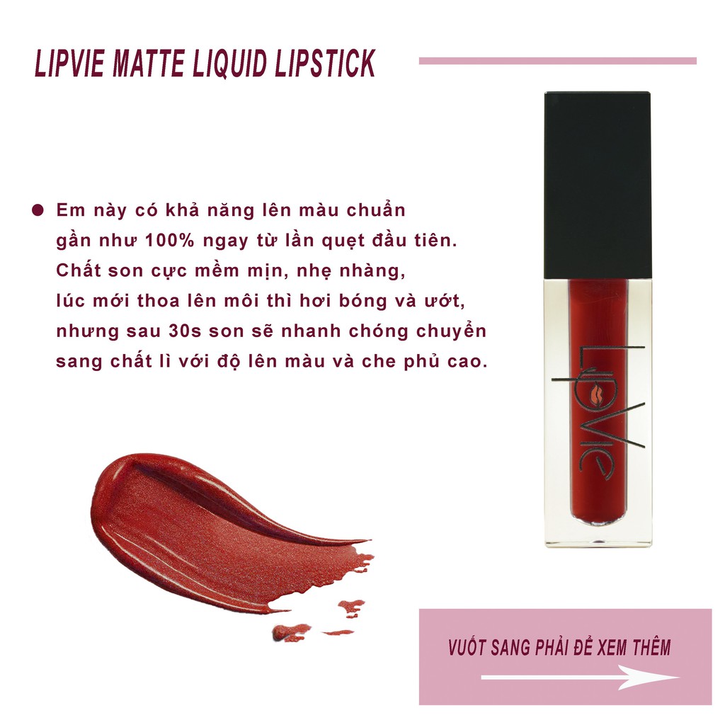 Son Kem Lipvie Matte Liquid Lipstick Màu Cam Cháy [#14 -  SUMMER] Không Chì Siêu Mềm Mịn 4,5g