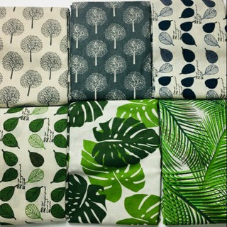 Vải canvas/ vải bố họa tiết lá, cây chụp ảnh sản phẩm, đồ ăn, trải bàn, làm sản phẩm handmade