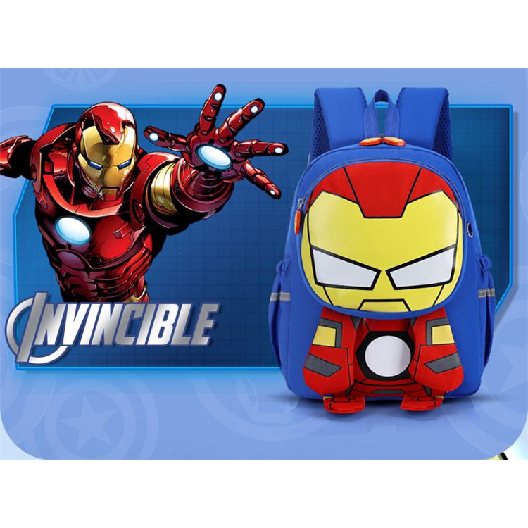 Balo Đi Học Họa Tiết Hoạt Hình Spiderman iron man Thời Trang Cho Trẻ Em