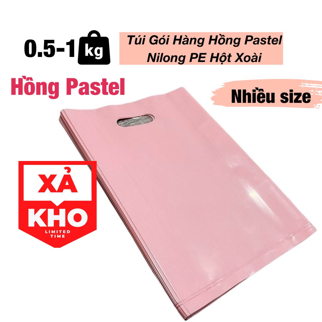 💥 0,5kg - 1kg Túi Gói Hàng Hồng Pastel Nilong PE Hột Xoài - Túi Ni Lông Hợp Phú Hàng Bóng Đẹp Dẻo Dai 💥