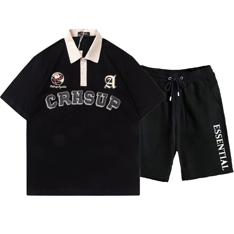 [MÃU MỚI] Bộ Quần Áo Thun Nam Nữ Mùa Hè Áo Polo CRHSUP Phối Quần Short In Chữ Thời Trang Zenkonu T227 + S043