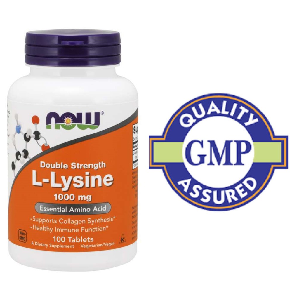 Thực Phẩm Bổ Sung Phòng Ngừa Mụn Ngoài Da, Mụn Do Nội Tiết Tố NOW L-Lysine - Double Strength 1000 mg (100 Viên )