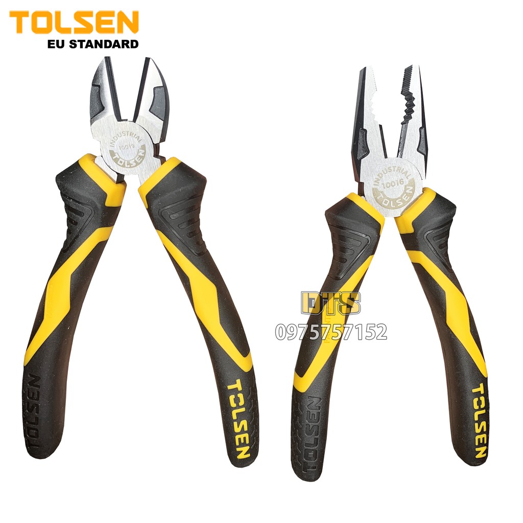 Kìm điện tổ hợp, kìm cắt công nghiệp TOLSEN 7 inch/ 180mm, thép CR-V cao cấp mạ Niken chống gỉ - Tiêu chuẩn Châu Âu